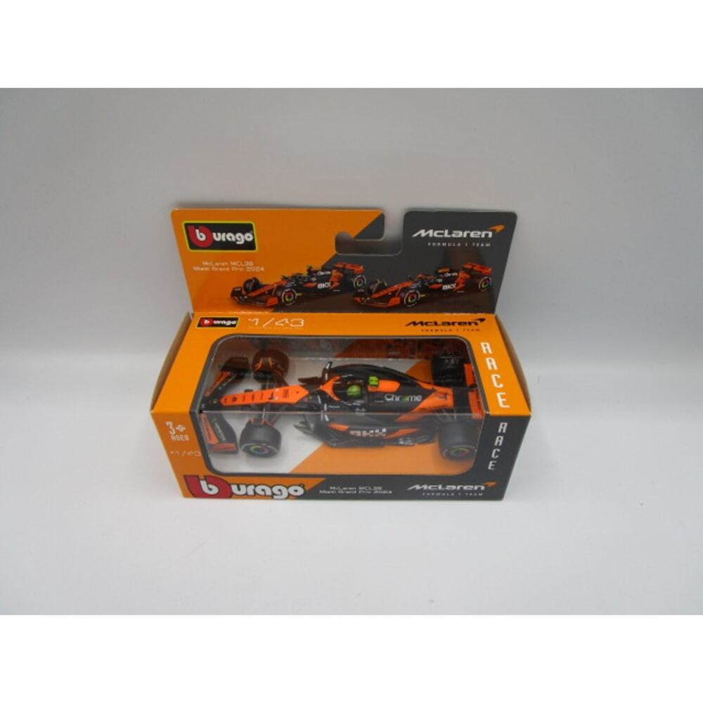 Burago McLaren MCL38 #4 Lando Norris Miami Grand Prix 1:43 Formula 1 Car